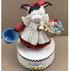 Farmhouse Pig Chicken Bucket Whimsical San Francisco Music Box "Farmer in Dell"